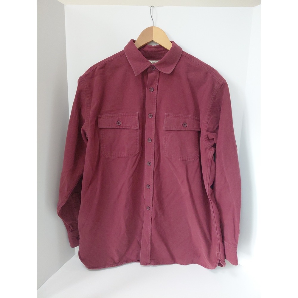 L.L. Bean Soft‎ Chamois Cloth Cotton Long Sleeve Shirt Mens Large Reg Dark Red